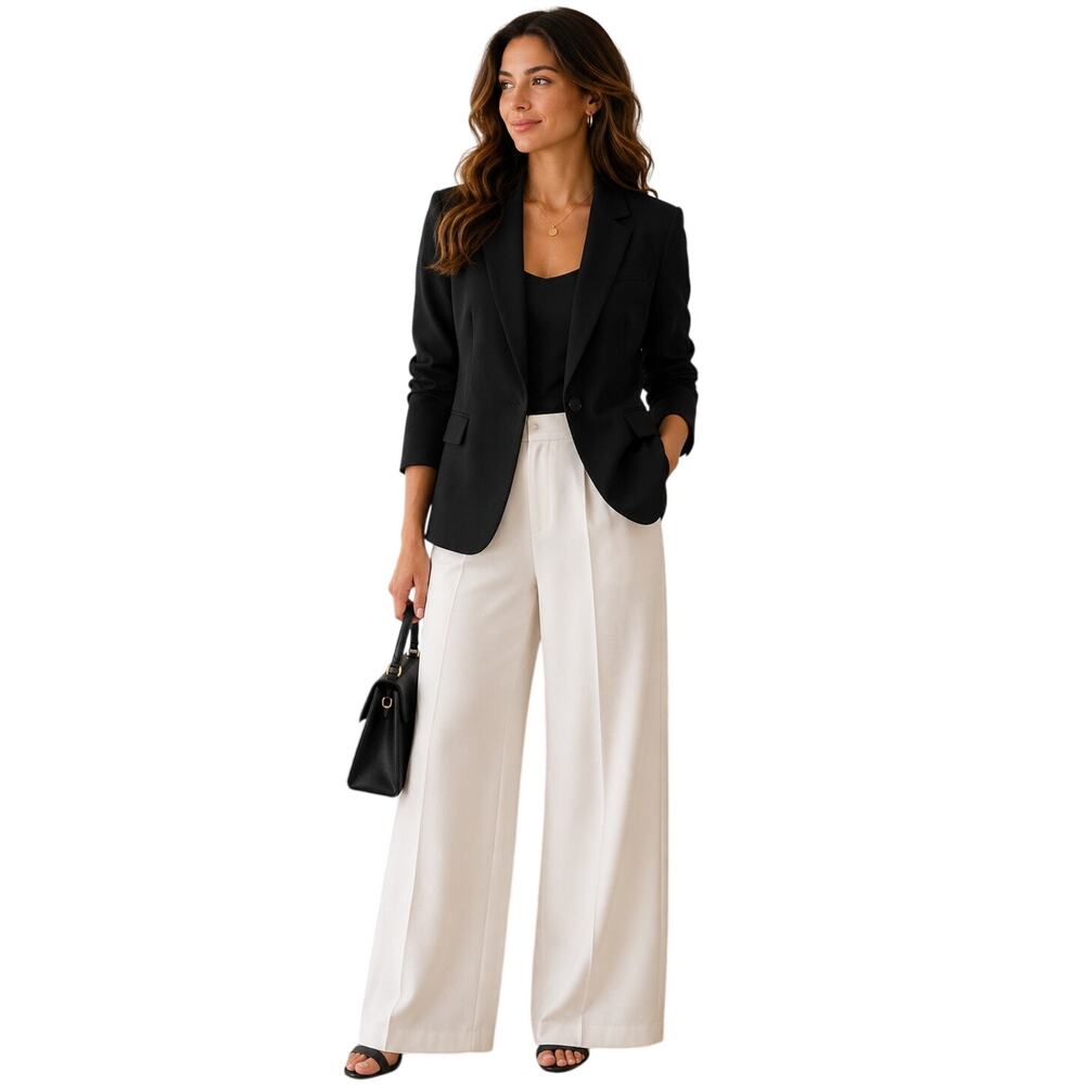 Talbots Black Blazer Women Size 8 Single Button Career Office Jacket Tailored - Picture 2 of 14